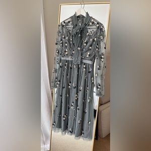 Needle and Thread Beaded Long Sleeve Duck Egg Blue Dress NEVER WORN